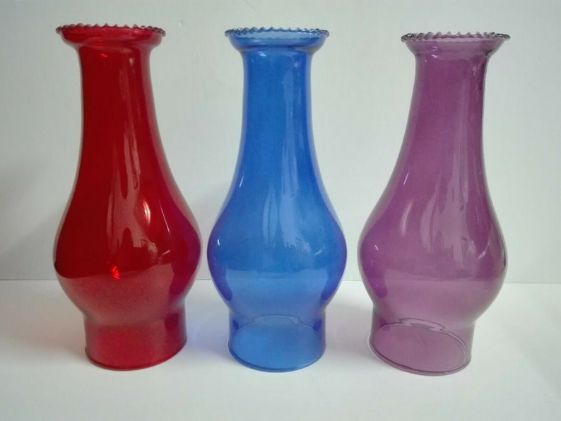 Ruby Red Glass BEADED Top Chimney Electric / Oil Lamps (2 1/2" fitter) image 6