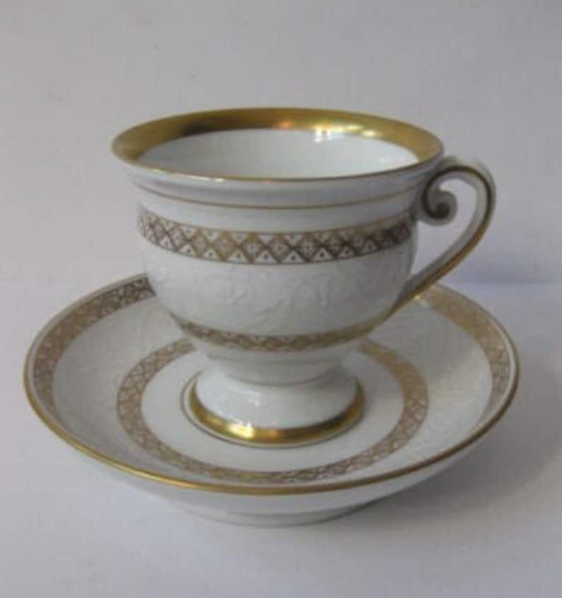 Empire Style Porcelain Footed Cup and Saucer by Vista Alegre Portugal