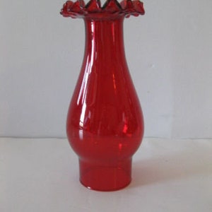 RUBINROTER Schornstein mit Glasrüschen, Elektro-/Öllampen (2 1/2-Zoll-Monteur)