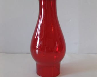 RUBY RED Glass frill top chimney Electric / Oil lamps (2 1/2" fitter)
