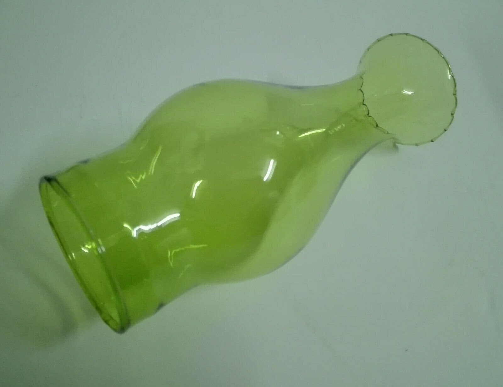 Green Glass PIECRUST Oil Lamp Chimney Fitter 2 1/2 Etsy
