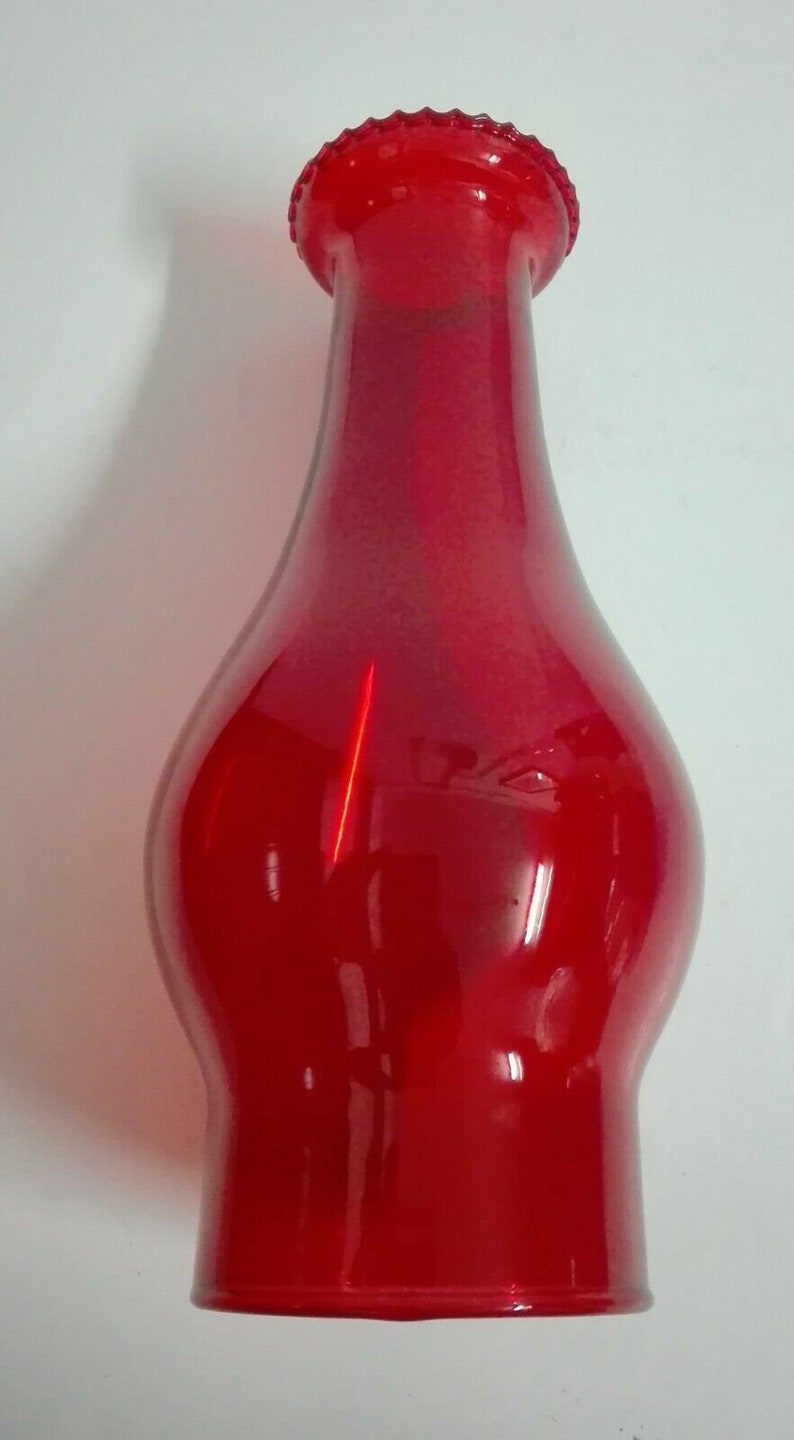 Ruby Red Glass BEADED Top Chimney Electric / Oil Lamps (2 1/2" fitter) image 2