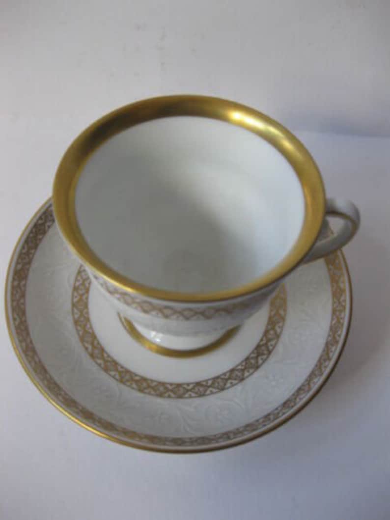 Empire Style Porcelain Footed Cup and Saucer by Vista Alegre Portugal