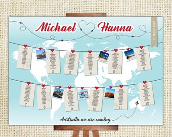 Travel Wedding Seating Chart, Printable file