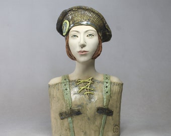 Female Ceramic Sculpture , Fine Art Ceramic , Art Object , Handmade Clay Sculpture , Ceramic Art , Ceramic Figurine , Ceramic Bust