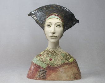 Female Unique Ceramic Sculpture , Handmade Statue Sculpture , Ceramic Art , Sculpture Bust