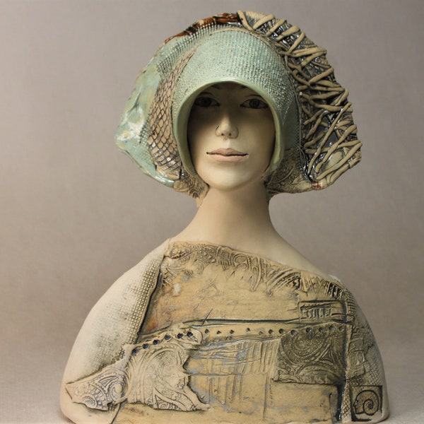 Unique Ceramic Sculpture , Female Sculpture , Handmade Statue Sculpture , Pottery Art , Ceramic Art , Bust of a Woman