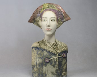 Unique Ceramic Sculpture Bust , Female Handmade Sculpture , Ceramic Art, Bust sculpture