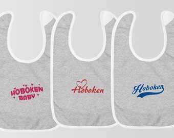 No muss no fuss Hoboken | embroidered Baby Bibs