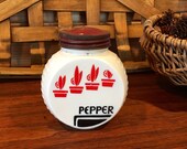 Fire King Vitrock Red and Black Pepper Shaker