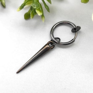 Black spike earring, Gunmetal spike clip-on, Acrylic spike clip-on, One spike earring, Goth spike dangle, Stylish spike dangle Unisex dangle