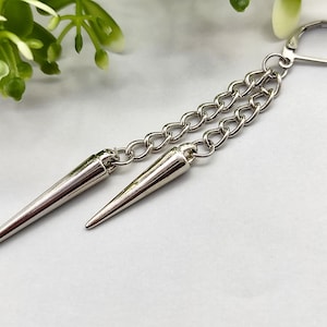 Silver spike earring, Double Spike dangle, Acrylic spike dangle, Punk earring, Gothic earring, One charm dangle, Unisex spike earring, Gift