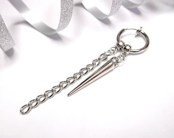 One clip-on earring non pierced earring spike clip-on chain clip-on dangle acrylic spike clip-on two charm earring clip-on spike dangle men