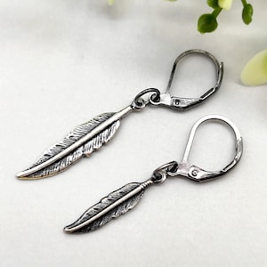 Silver feather dangle, One men dangle, Feather dangle, Symbol dangle, Boyfriend gift, Bohemian earring, Earring feather, For men for women