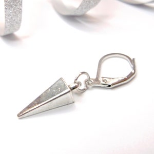 Long spike earring, silver spike dangle, short spike dangle, square spike dangle, goth cone dangle, silver cone dangle, gift square cone men