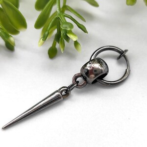Black spike earring, Gunmetal spike clip-on, Acrylic spike clip-on, Men spike earring, Goth spike dangle, Stylish spike dangle Unisex dangle