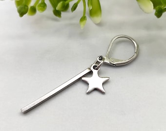 Star Dangle Earring, Stainless Steel Stick, Contemporary Style