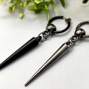 Gunmetal spike clip-on, Black spike clip-on, Spike earring men, Black earring spike, Acrylic spike dangle, Goth spike clip-on, Trend  spike