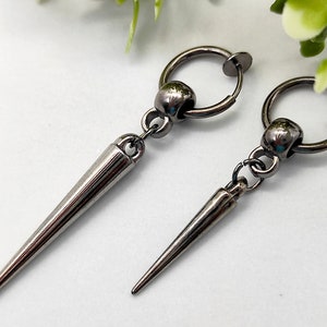 Gunmetal spike earring, Gunmetal spike clip-on, Spike earring men, Boys earring spike, Acrylic spike clip-on Goth spike clip-on Trend  spike