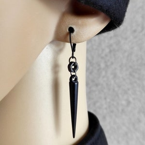 Black spike earring, Large spike dangle, Long spike earring, One spike earring, Stylish spike dangle, Earring spike, Hexadon dangle, Stylish