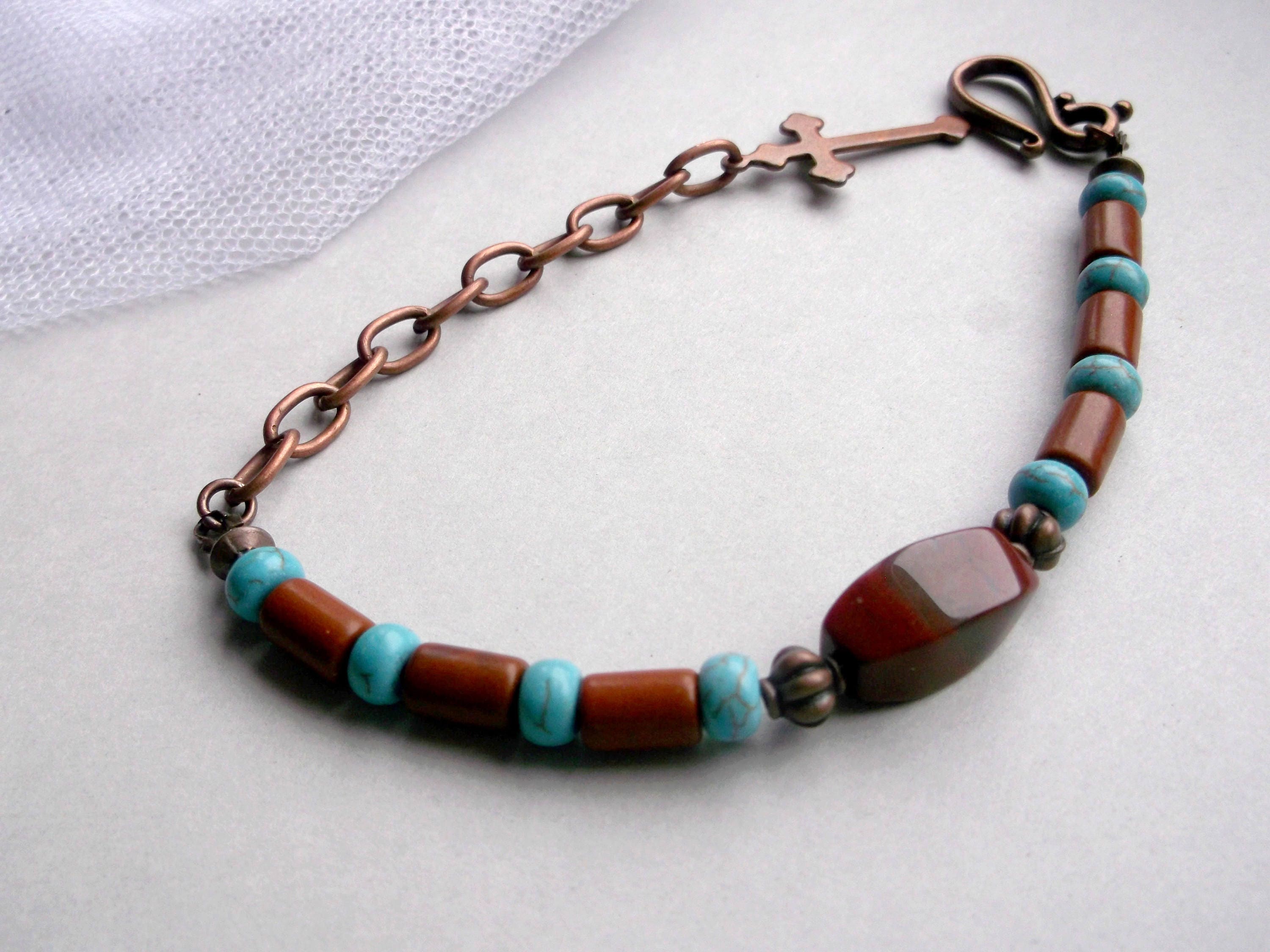 Men Turquoise Men Copper Bracelet Gem Men Bracelet Stylish Etsy