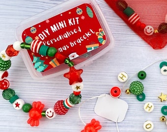 Personalized Christmas bracelet making craft kit Christmas gift for girl DIY name bracelet Stocking stuffers for kids Christmas activity