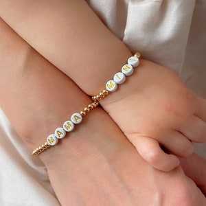 Personalized Mama & Me 18K gold plated bracelets Mother's day gift Custom mother and daughter matching bracelets set