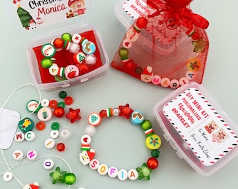 DIY Christmas name bracelet Stocking stuffer gift Christmas making craft kit Personalized advent calendar fillers Christmas activities