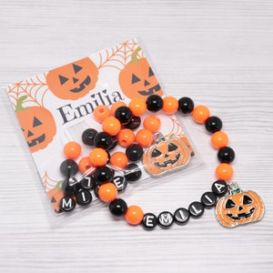 DIY Pumpkin name bracelet Halloween making craft kit Halloween custom bracelet Pumpkin jewelry Halloween gift for kids Halloween party favor