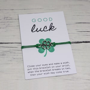 Good luck wish bracelet St. Patrick's day gift Four leaf clover bracelet Good luck gift Shamrock bracelet St. patricks day jewelry