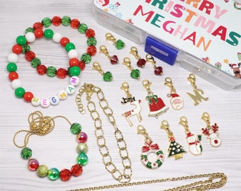 Kit de fabrication de bijoux de Noël pour petite fille Cadeau de Noël personnalisé pour les enfants Remplisseurs de l’Avent personnalisés Remplisseurs de bas Bijoux de bricolage