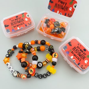 DIY Halloween name bracelet Halloween gifts for kids Making craft kit Custom bracelet Halloween party activity Halloween party favors