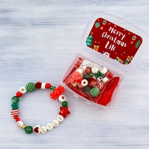 Personalized Christmas bracelet making craft kit Christmas gift for girl DIY name bracelet Stocking stuffers for kids Christmas activity image 7