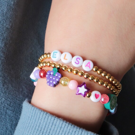 Customizable Name Beaded Bracelet 90s Inspired Trendy Bracelet