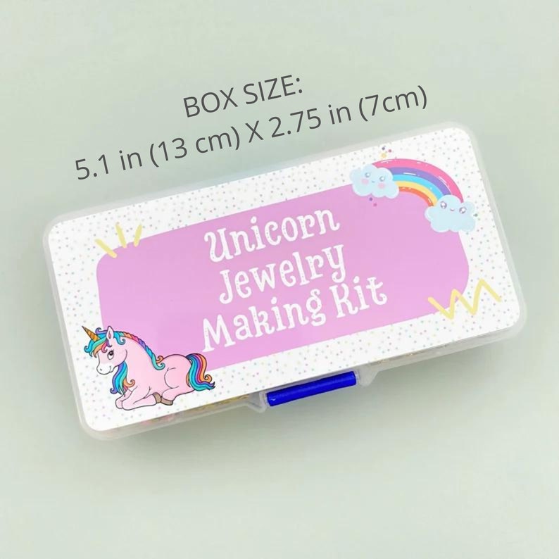 DIY Unicorn jewelry kit Unicorn party activity box craft for kids Personalized making craft kit Stocking stuffers gift DIY name bracelet image 2