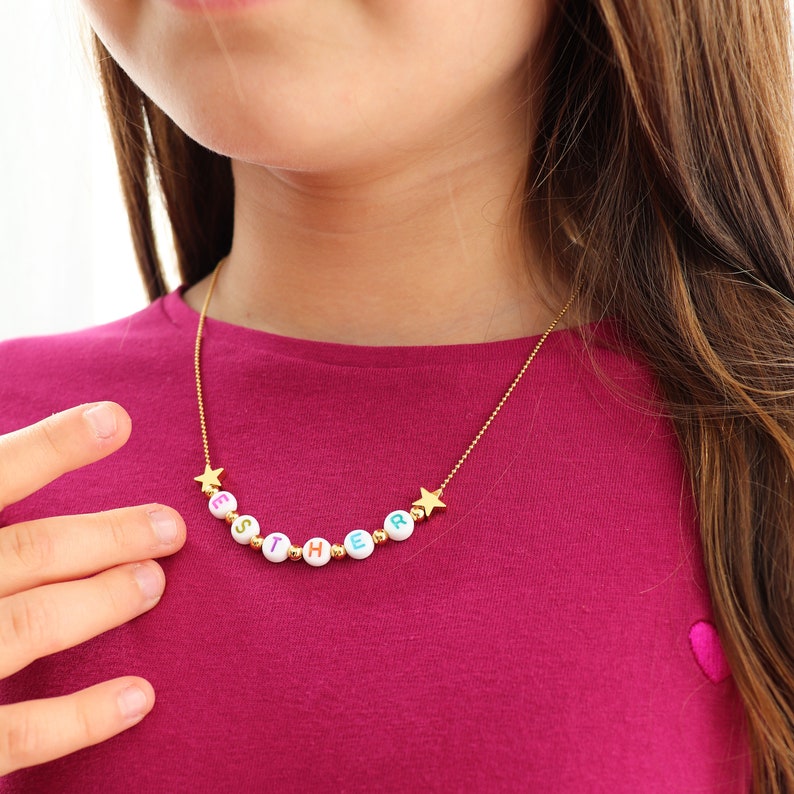 Kids Name Necklace Little Girl Birthday Gift Custom Word Etsy