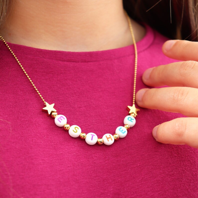 Kids Name Necklace Little Girl Birthday Gift Custom Word Etsy