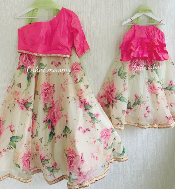 Mommy and Me Floral Set Mommy and Me Mommy and Me Outfits Flower Girl Dresses Vintage Floral Lehenga Indian Wedding Dresses Etsy Canada