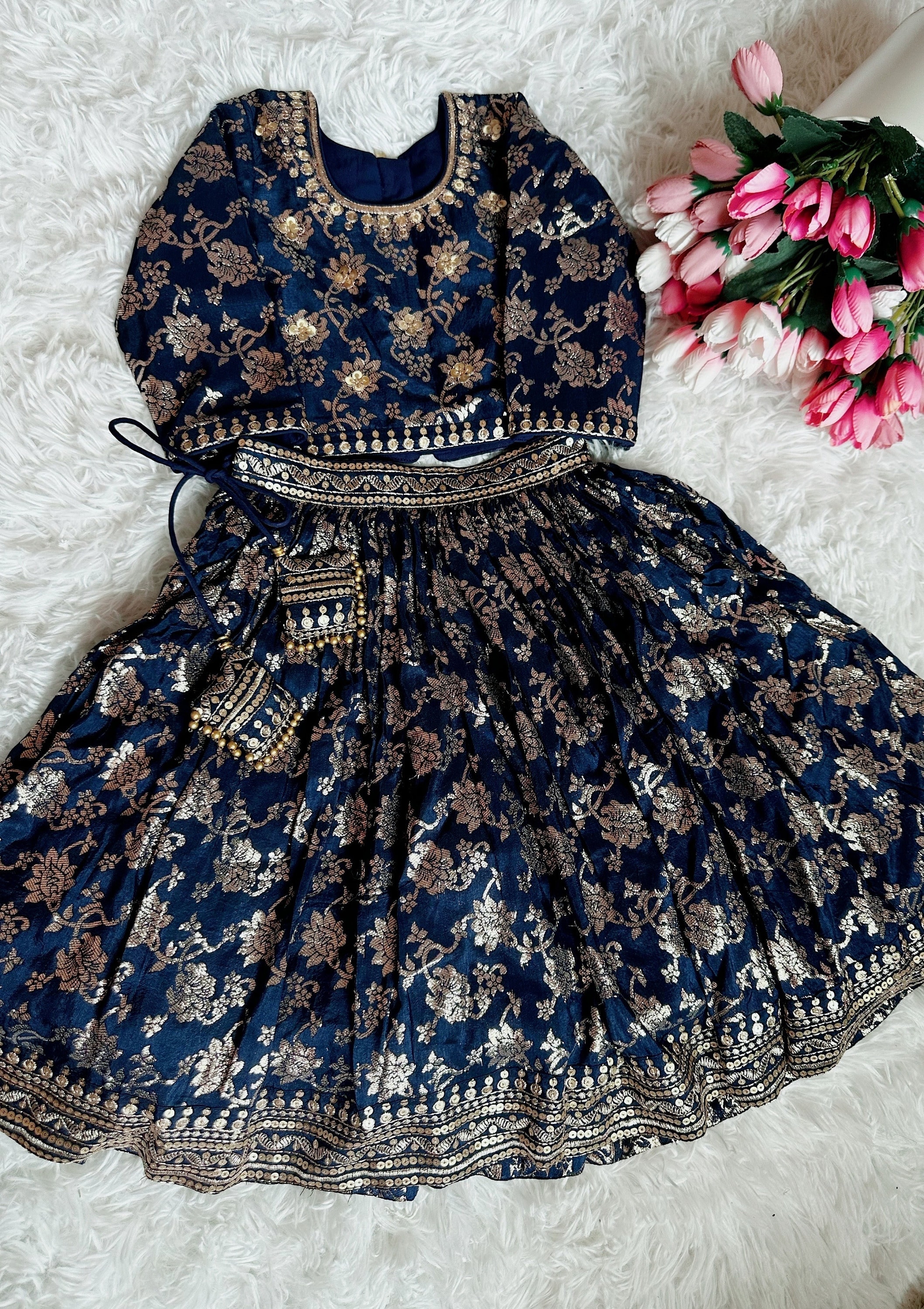 Buy Kids Blue Lehenga Online In India India