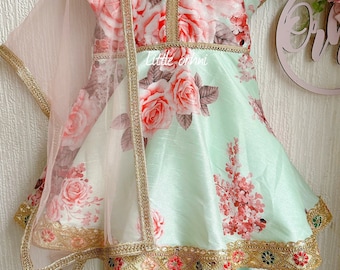 Floral Anarkali Set | Indian Wedding Dresses | Baby Indian Wear | Kid Anarkali Dress | Flower Girl Dresses | Baby Eid Dress | Gifts for Kids