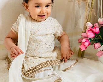 Ivory Garara Set | Baby White Dress | Gift for Daughter | Traditional Indian Dress for Girl | Garara for Girl | Garara for Baby Girl