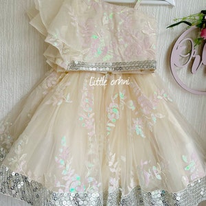 One Shoulder Lehenga Choli | Sequins Lehenga Choli | Flared Lehenga | Floral Embroidery Lehenga | Eid Gifts | Kid Lehenga | Lehenga Choli
