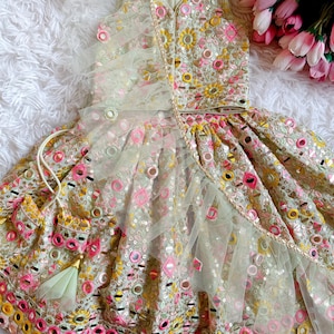 Mint green  Lehanga with full Embroidery  | Lehenga Choli for Baby | Girl Indian Wear | Girl Indianwear Traditional | Kid Lehenga Girl |