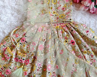 Mint green  Lehanga with full Embroidery  | Lehenga Choli for Baby | Girl Indian Wear | Girl Indianwear Traditional | Kid Lehenga Girl |