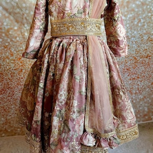 Pastel Pink  Floral Lehanga With Embroidery All Over   | Traditional Indian Dress for Girl | Lehenga for Girl | Kid Lehenga Choli