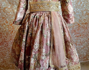 Pastel Pink  Floral Lehanga With Embroidery All Over   | Traditional Indian Dress for Girl | Lehenga for Girl | Kid Lehenga Choli