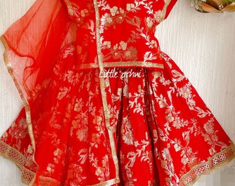 Red Floral Lehenga | Lehenga Choli for Baby | Girl Indian Wear Traditional | Kid Lehenga Choli | Toddler Lehenga Coli | Gifts for Kids