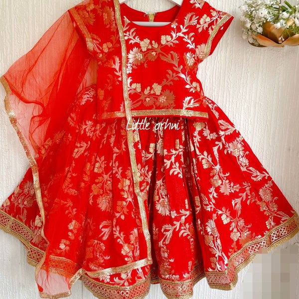 Red Floral Lehenga | Lehenga Choli for Baby | Girl Indian Wear Traditional | Kid Lehenga Choli | Toddler Lehenga Coli | Gifts for Kids