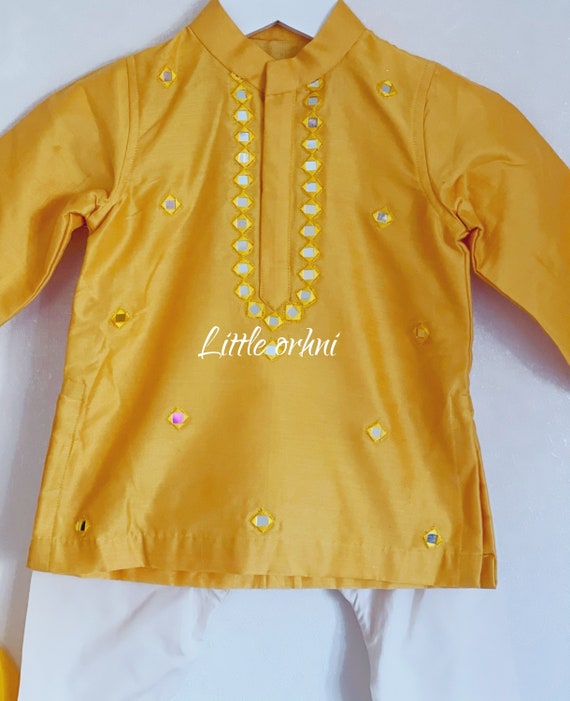 Yellow kurta pajama for baby boy sale