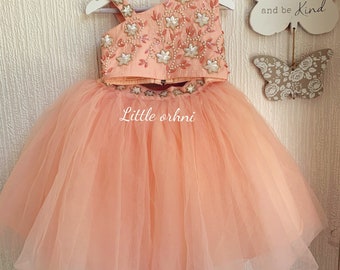 Pastel Peach Lehenga with Hand Work | Kid Lehenga Choli | Traditional Indian Dress for Girl | Lehenga for Toddler | Lehenga Choli for Girl